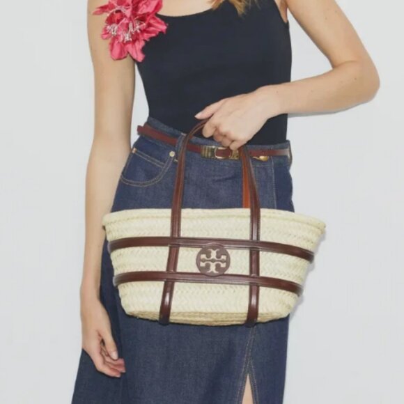 Tory Burch Ella Raffia Straw Basket Tote MSRP$395 Holiday Vacation Sensation ! - Picture 10 of 12